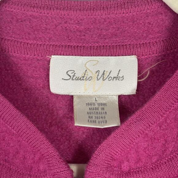 VTG Studio Works Boiled Wool Cardigan Sweater Large Pockets‎ Granny Felted Artsy - Picture 7 of 12